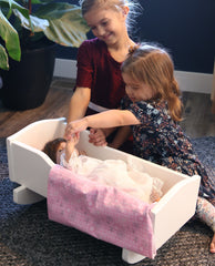 Amish-Made Wooden Rebekah's Collection Doll Cradle with Blanket Set