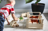 Amish-Made Wooden 2-Stall Horse Stable Toy with Sliding Doors