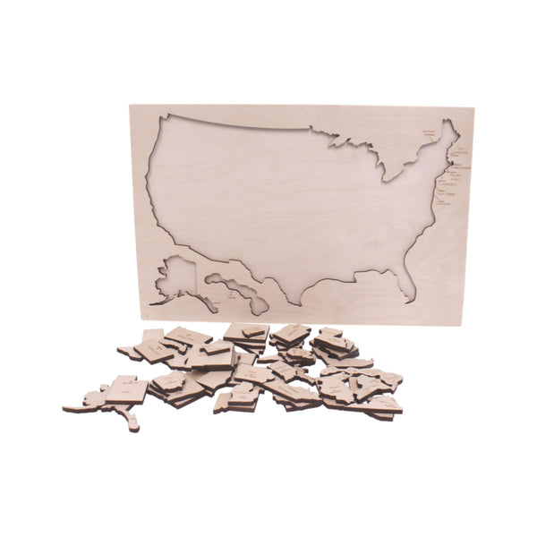 USA States Map Wooden Floor Puzzle with Frame, 20