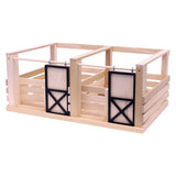 Amish-Made Wooden 2-Stall Horse Stable Toy with Sliding Doors