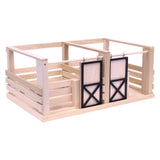 Amish-Made Wooden 2-Stall Horse Stable Toy with Sliding Doors