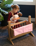 Amish-Made Wooden Deluxe Doll Swinging Cradle