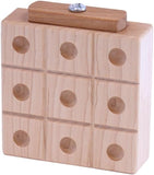 Wooden Marble Tic Tac Toe Game with Built-in Storage for Marbles