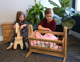 Amish-Made Wooden Deluxe Doll Swinging Cradle