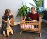 Amish-Made Wooden Deluxe Doll Swinging Cradle