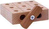 Wooden Marble Tic Tac Toe Game with Built-in Storage for Marbles