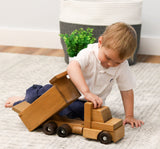 Amish-Made Wooden Toy Dump Truck, Kid-Safe Finish