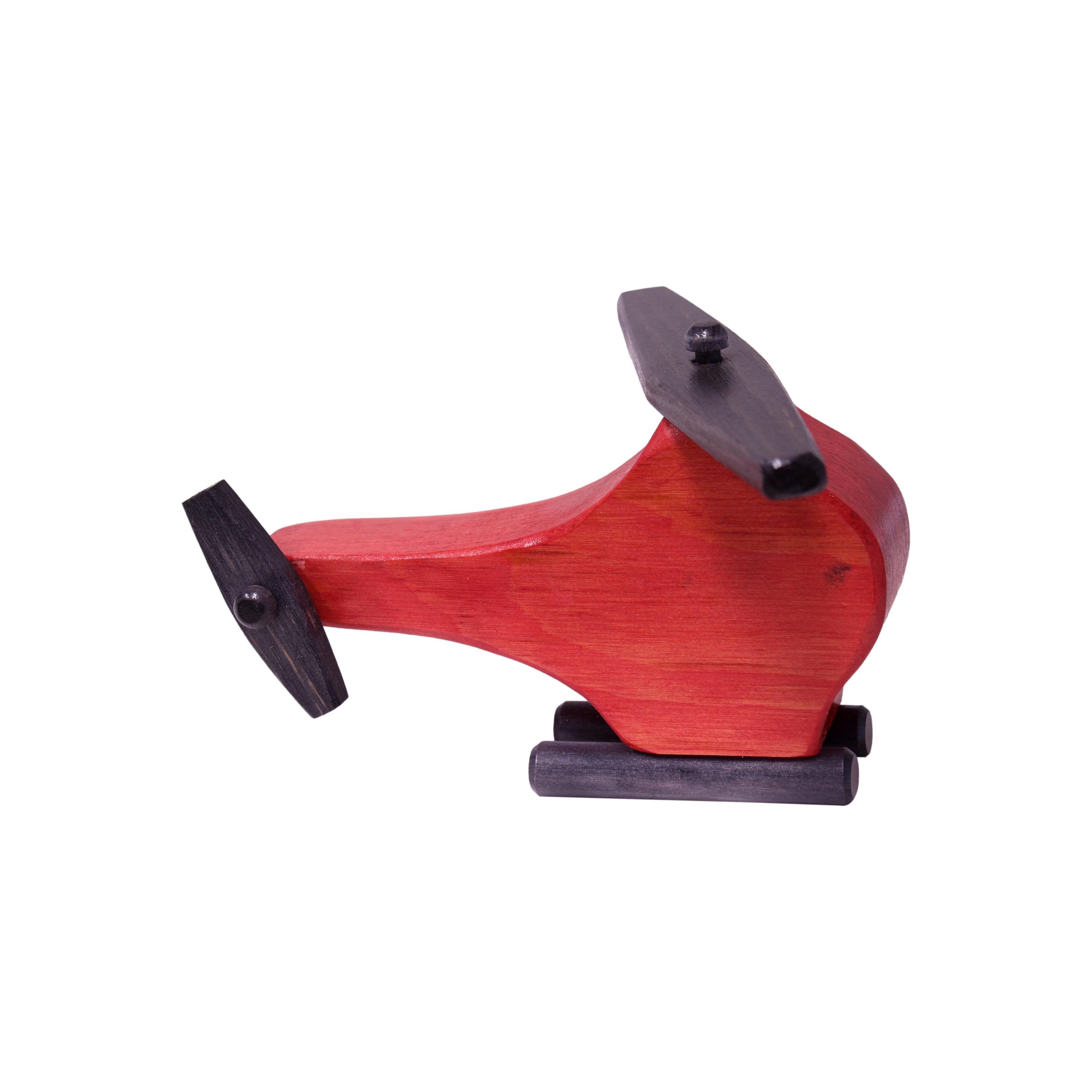 Wooden Helicopter Toy with Spinning Propeller, Child-Safe Finish