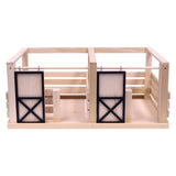 Amish-Made Wooden 2-Stall Horse Stable Toy with Sliding Doors