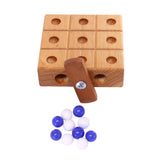 Wooden Marble Tic Tac Toe Game with Built-in Storage for Marbles