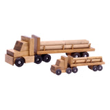 Amish-Made Wooden Log Semi Truck Toy