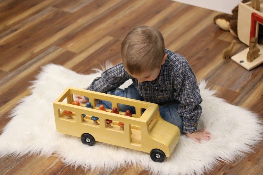 Amish-Made Wooden School Bus Toy
