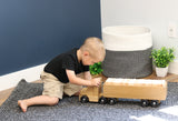 Large Wooden Semi Truck and Trailer Toy with Building Blocks