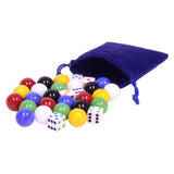 AmishToyBox.com Game Bag of 24 Large Glass Marbles (22mm Diameter) and 6 Dice for Aggravation Game