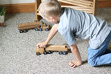 Wooden Barrel Semi Truck Toy, Small