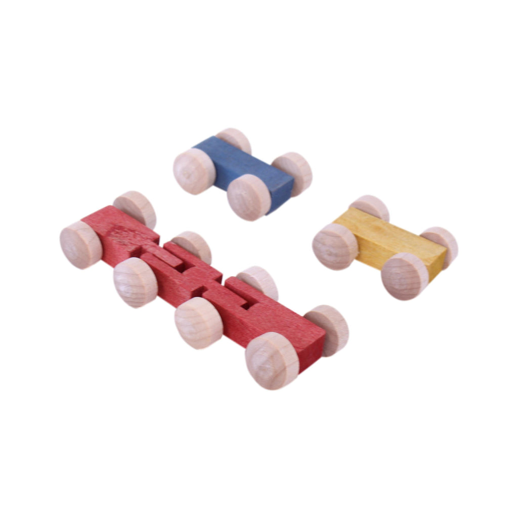 Set of 3 Wooden Replacement Cars For Mini Car Roller