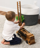 Amish-Made Wooden Toy Ladder Fire Truck, Kid-Safe Finish