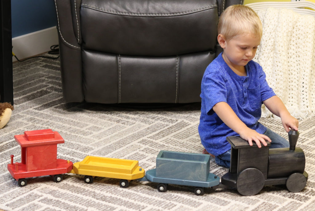 Large Wooden 40" Toy Train Play Set, Kid-Safe Finish, Amish-Made