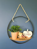 Rustic Reclaimed Barrel Ring Hanging Wall Shelf, Amish-Made