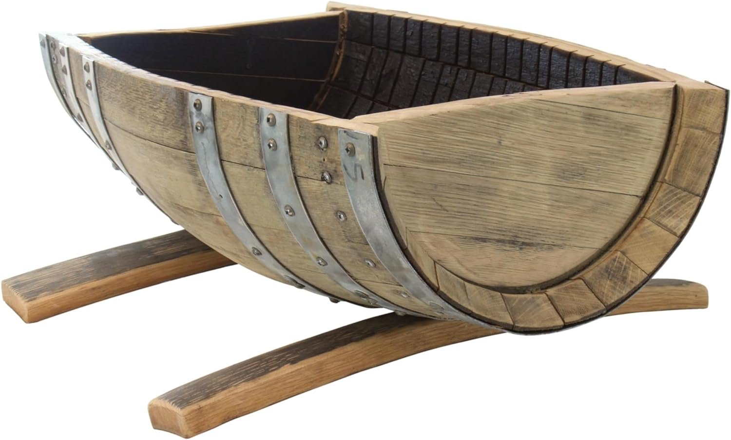 indoor wine barrel planter Amishtoybox.com Rustic Planter, Made from Real Wooden Whiskey Barrels, White Oak, Indoor or Outdoor
