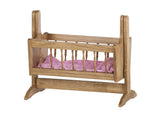 Amish-Made Wooden Deluxe Doll Swinging Cradle with Bedding