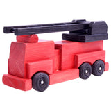 Amish-Made Wooden Toy Ladder Fire Truck, Kid-Safe Finish