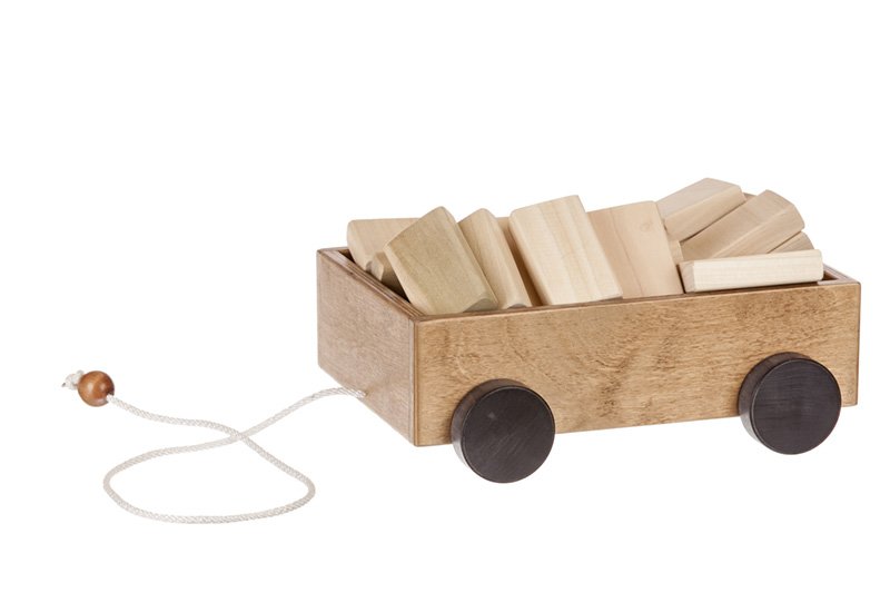 Toddler Pull Wagon Toy with Wooden Building Blocks AmishToyBox