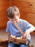 Amish-Made Wooden Toy Ladder Fire Truck, Kid-Safe Finish