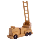 Amish-Made Wooden Toy Ladder Fire Truck, Kid-Safe Finish