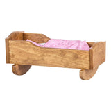 Amish-Made Wooden Rebekah's Collection Doll Cradle with Blanket Set