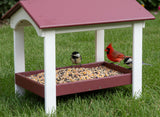 Ground Bird Feeder, Deluxe Fly-Through Covered Feeder for Birds and Squirrels with Screen Mesh Tray