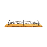 Rustic Coat Rack With 3 Hooks - Pine Wood Coat Hanger with Wilderness Metal Art Silhouette