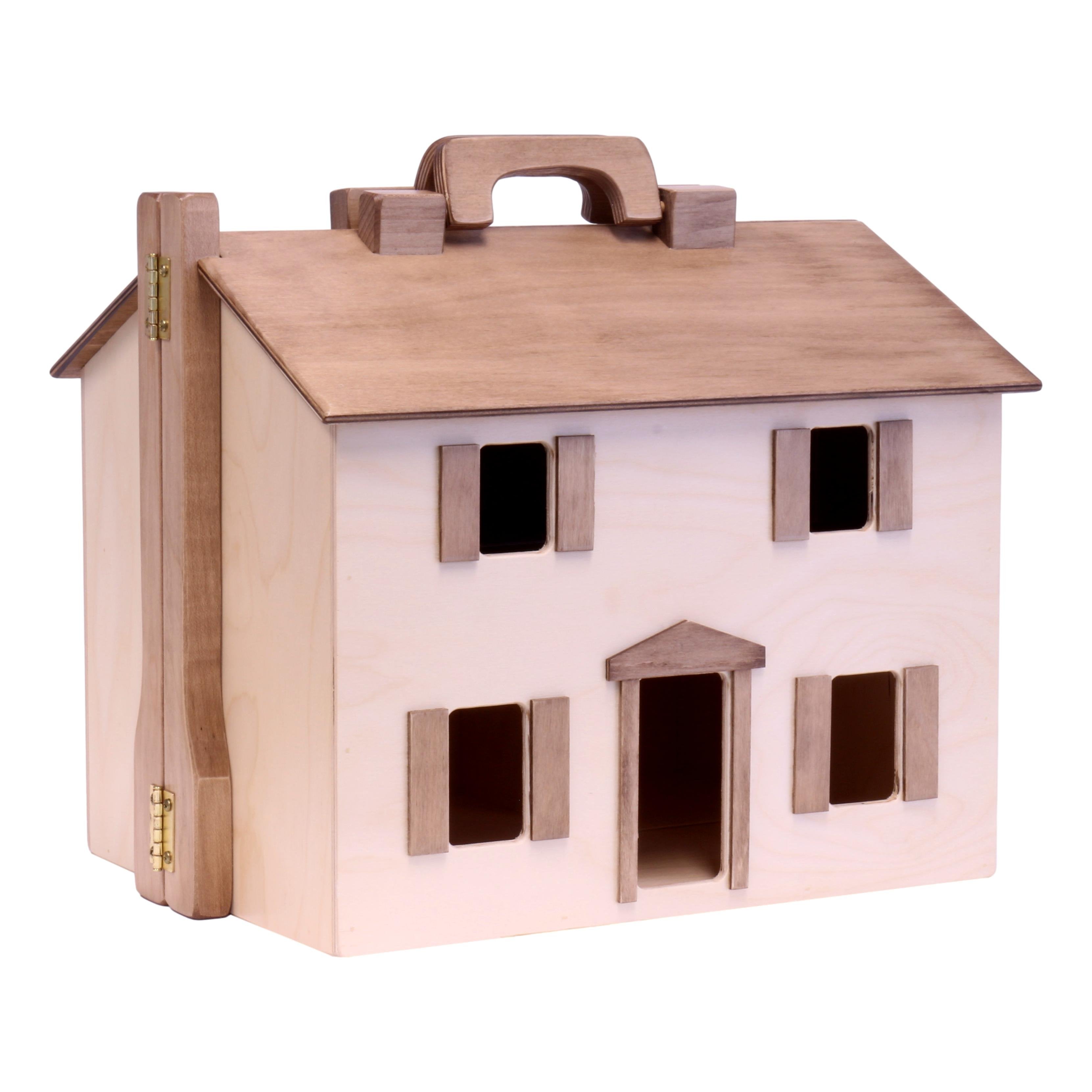 Wooden Doll House Toy with 16 Piece Doll House Furniture Set AmishToyBox