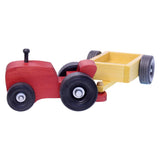 Amish-Made Wooden Tractor and Wagon Toy, Small