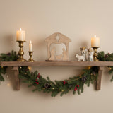 Wooden Manger Scene, One-Piece Nativity Set for Mantel or Shelf