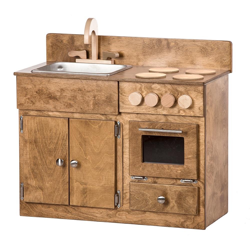 Child's Wooden Stove and Sink Combo Playset Toy, Amish-Made