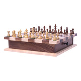 Deluxe Chess/Checkers Wooden Game Board Set - with Pullout Drawer