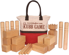Amish-Made Deluxe Maple Hardwood Kubb Game with Clear Protective Finish, Regulation Size