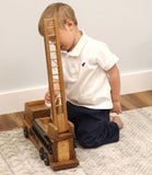 Amish-Made Wooden Toy Ladder Fire Truck, Kid-Safe Finish