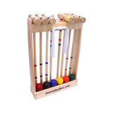 Deluxe 6-Player Maple Wood Croquet Set with Wooden Holder