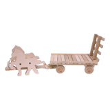 Amish-Made Wooden Toy Horse and Hay Wagon Set, Unfinished Wood