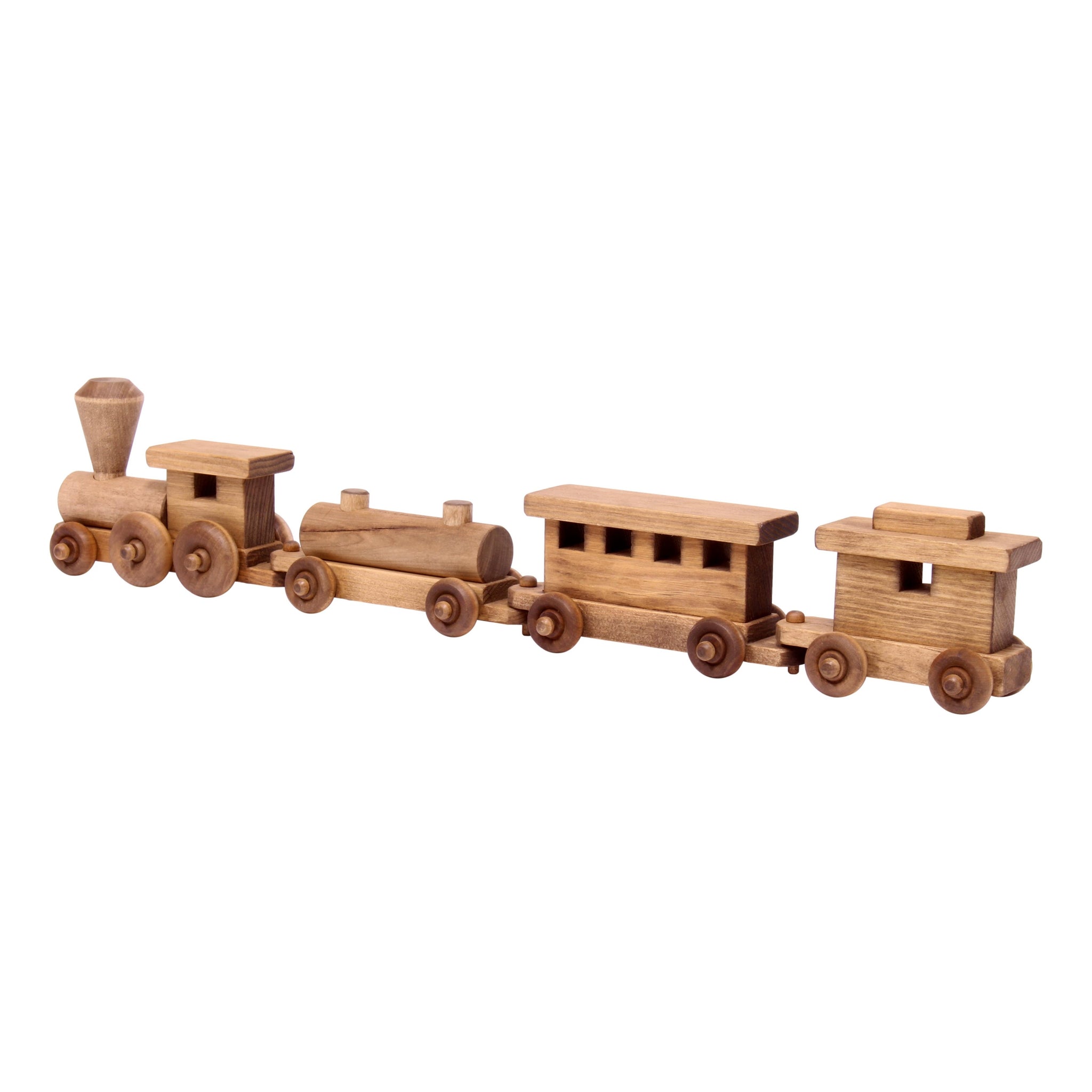 Amish-Made 24 Wooden Toy Train Set –