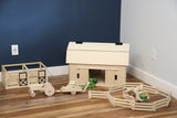 Amish-Made Large Wooden Hip-Roof Barn Toy
