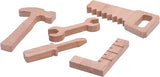 Kid's Play Tool Box Toy Set, 6 Piece Wooden Toy Tool Set, Unfinished