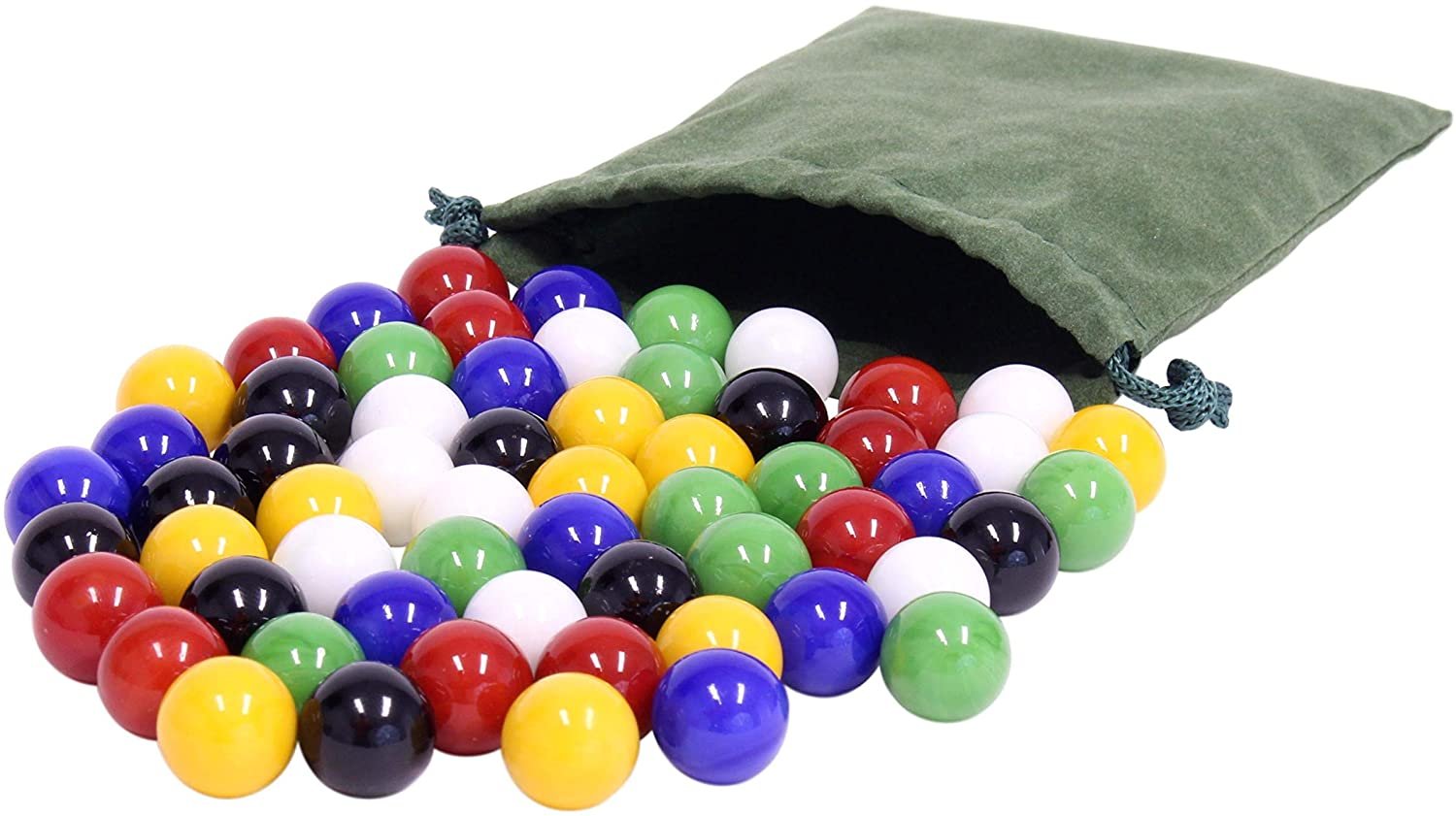 AmishToyBox.com Bag of 60 Glass Marbles - Replacement Marbles for Chinese Checkers - Large 3/4" (18mm) Diameter