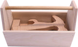Kid's Play Tool Box Toy Set, 6 Piece Wooden Toy Tool Set, Unfinished