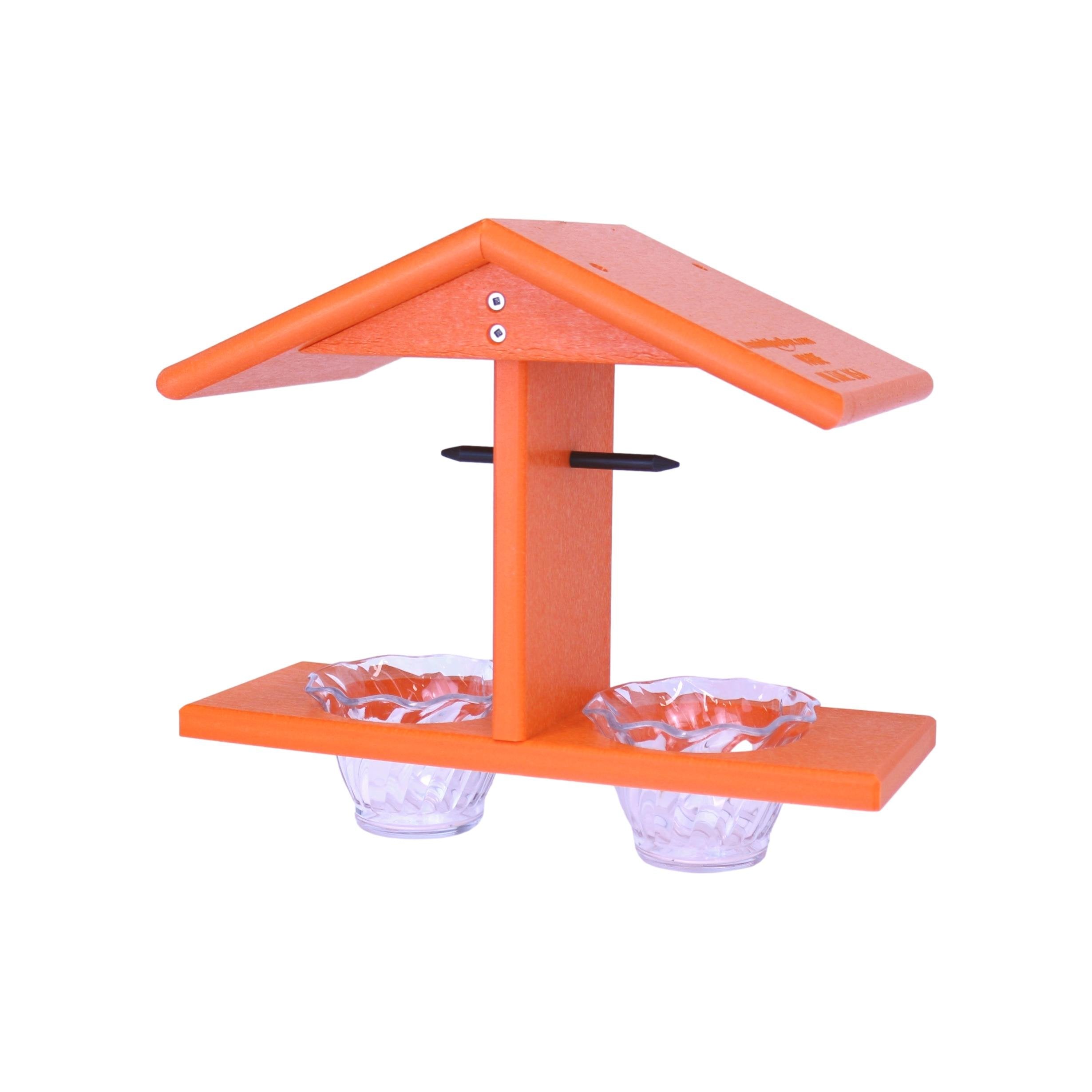 Amish-Made Double-Cup Oriole Bird Feeder, Jelly Oriole Feeder with Pegs for Orange Halves