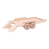 Amish-Made Wooden Flatbed Equipment Trailer Toy