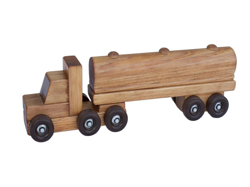 Wooden Tanker Semi Truck Toy, Small