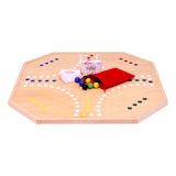 Wooden Marble Chase (Cards N' Marbles) Board Game Set - Large 25" Wide Board - Double-Sided - Includes 1" Marbles and Playing Cards